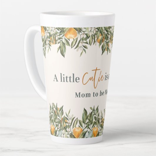 Zitrus, Orange + Blüte kleine Süsse Babydusche Milchtasse (Linke Ecke)