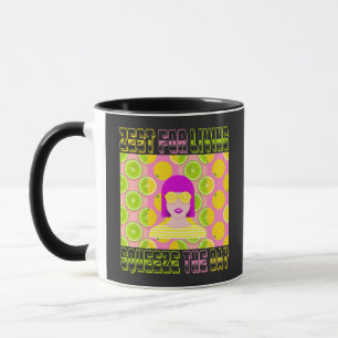 Zitrus Pop-Art-Illustration mit Drück den Tag Tasse