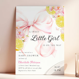 Zitrus-Rosa-Schleife-Zitronen-Baby-Shower-Einladun Einladung