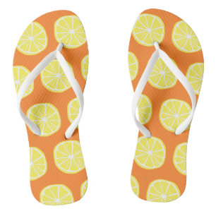 Zitrus Sommer Tropische Frucht Gelb Orange Badesandalen