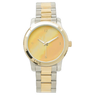 Zitrus-Sonnenorange-Wasserfarbenmuster Armbanduhr