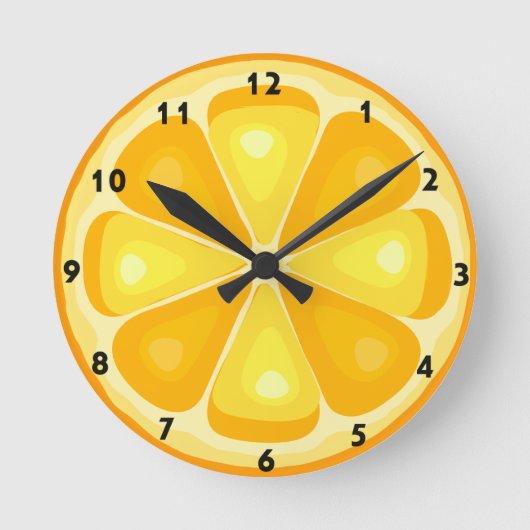 Zitrus TROPICAL SOMMER FRUIT Orange Zitronen Slice Runde Wanduhr (Vorderseite)