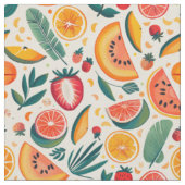 Zitrus- und Erdbeersommer-Design Stoff (Nahaufnahme)