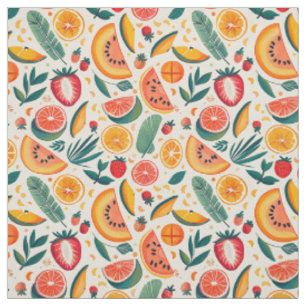 Zitrus- und Erdbeersommer-Design Stoff