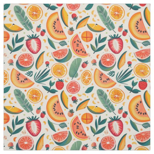 Zitrus- und Erdbeersommer-Design Stoff (Muster)