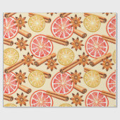 Zitrus und Gewürze Frohe Weihnachten Geschenkpapier (Flach)