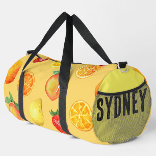 Zitrus und Pfirsiche Gelber Individuelle Name Duffle Bag