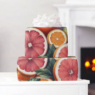 Zitrus-Wasserfarbe Orange Frucht Botanisch Sommer Geschenkpapier