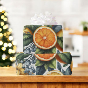 Zitrus-Wasserfarbe Orange Frucht Botanisch Sommer Geschenkpapier