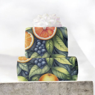 Zitrus-Wasserfarbe Orange Frucht Botanisch Sommer Geschenkpapier