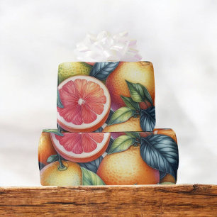 Zitrus-Wasserfarbe Orange Frucht Botanisch Sommer Geschenkpapier
