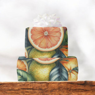 Zitrus-Wasserfarbe Orange Frucht Botanisch Sommer Geschenkpapier