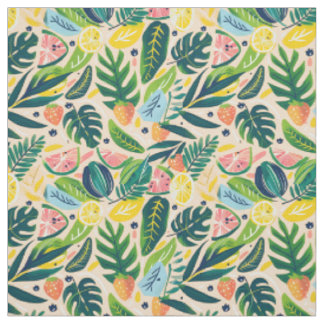 Zitrus, Wassermelone & Botanisches Design Stoff