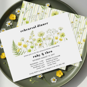 Zitrus-Wildblumen-Geisterstreifen Hochzeitsprobe Einladung