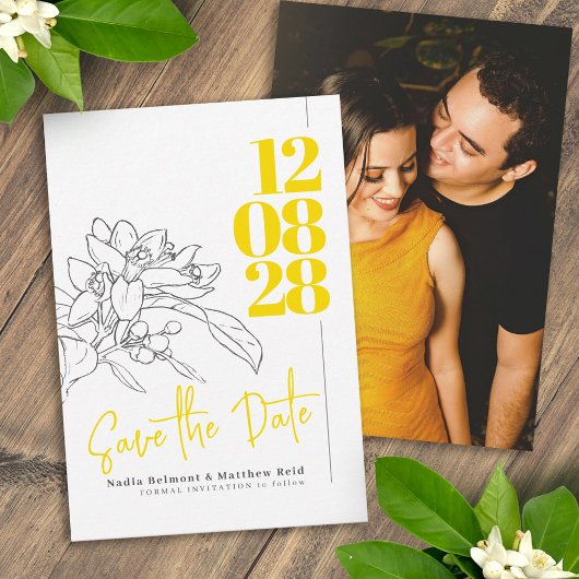Zitrusblüte Foto Hochzeit speichern das Datum Save The Date