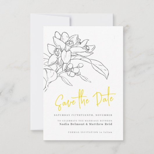Zitrusblüte Foto Hochzeit speichern Sie das Datum Save The Date (Vorderseite)