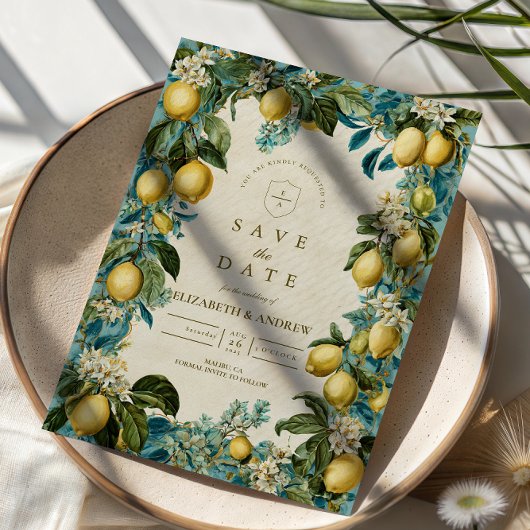 Zitrusblüten-Erbe-Hochzeit Save The Date