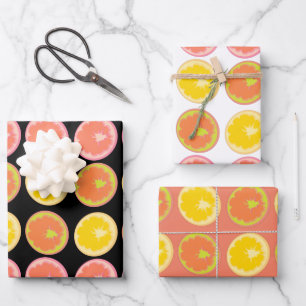 Zitrusbonbon Zitronen Frucht Muster Geburtstag Geschenkpapier Set