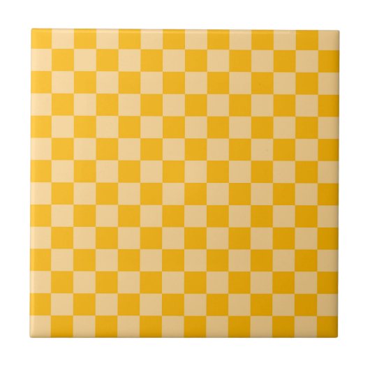 Zitruscreme Karo-Schachbrettmuster Fliese (Vorderseite)