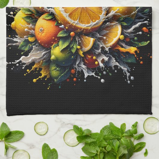 Zitrusexplosion Geschirrtuch (Gefaltet)