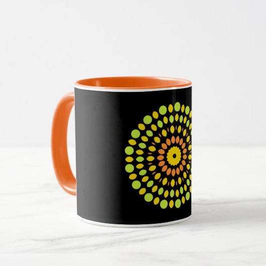 Zitrusfarben, grün, gelb, orange, tasse (Vorderseite Links)
