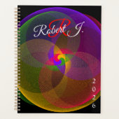 Zitrusfarbene Mischgeometrie Spiralplaner Planer (Vorderseite)