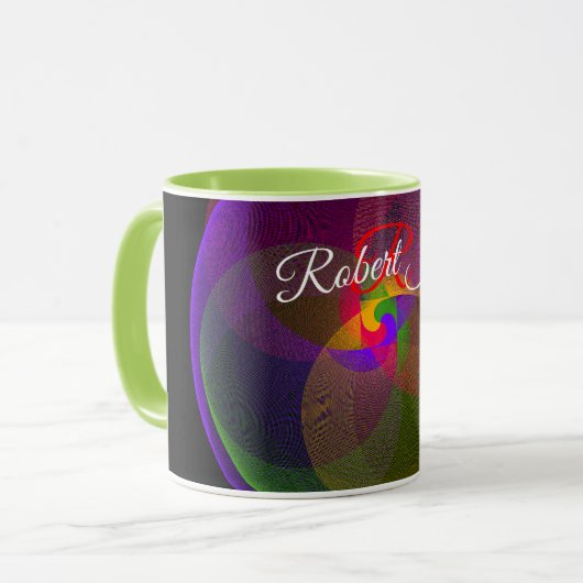 Zitrusfarbige geometrische Kaffeetasse (Vorderseite Links)