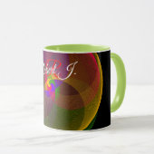 Zitrusfarbige geometrische Kaffeetasse (VorderseiteRechts)