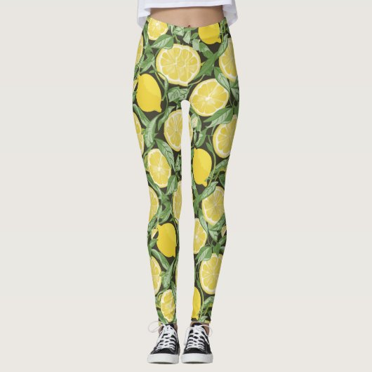 Zitrusfreude: Ein Zitronenmuster Leggings (Vorderseite)