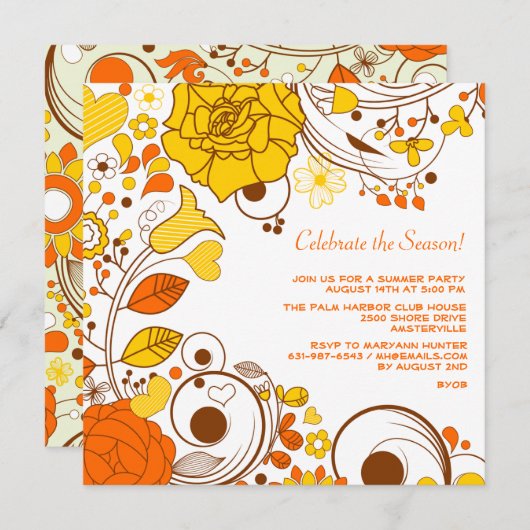 Zitrusfrucht-Drehungs-Einladung Einladung (Vorne/Hinten)