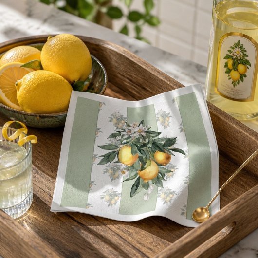Zitrusfrucht | Grün und weiß gestreift Serviette
