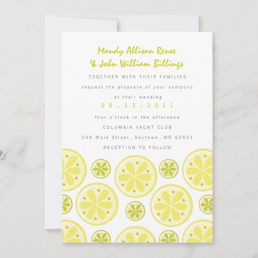 Zitrusfrucht-Hochzeits-Einladung Einladung (Vorderseite)
