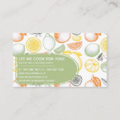 Zitrusfrucht-Kochs-Geschäfts-Karte Visitenkarte (Rückseite)