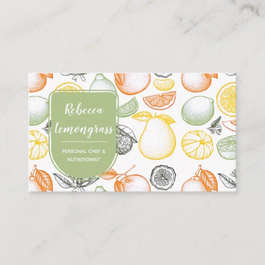 Zitrusfrucht-Kochs-Geschäfts-Karte Visitenkarte (Vorderseite)