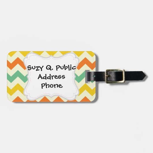 Zitrusfrucht-Limone grüne orange Gelb-Zickzack Gepäckanhänger (Vorderseite horizontal)