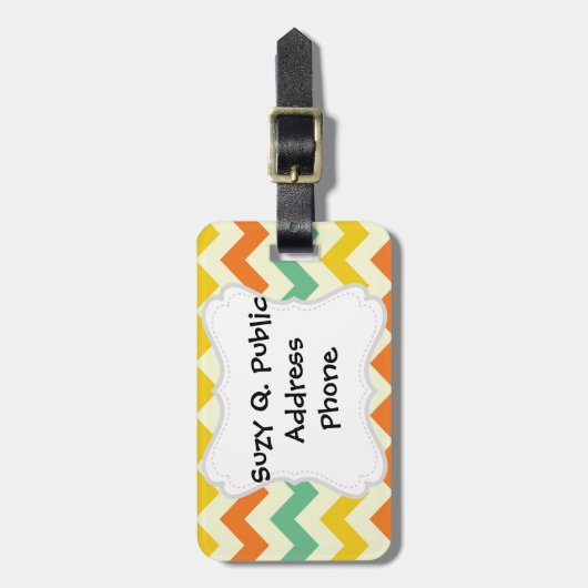 Zitrusfrucht-Limone grüne orange Gelb-Zickzack Gepäckanhänger (Vorderseite vertikal)