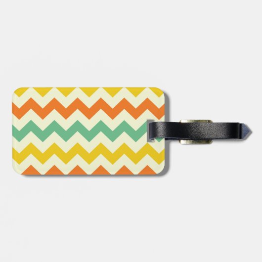Zitrusfrucht-Limone grüne orange Gelb-Zickzack Gepäckanhänger (Rückseite horizontal)