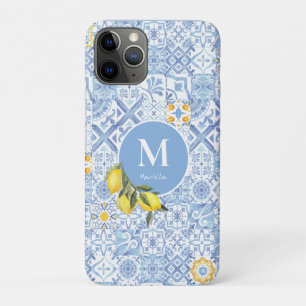 Zitrusfrucht-Monogramm, blaue Fliese Case-Mate iPhone Hülle