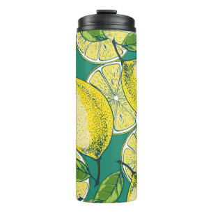 Zitrusfrucht Nahtlose Vintage-Illustration Thermosbecher