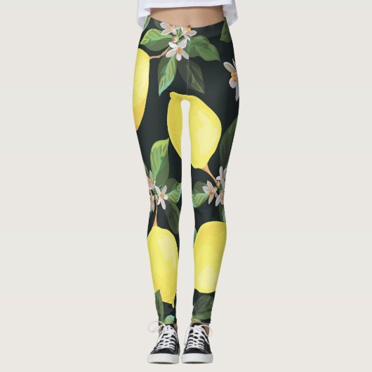 Zitrusfrucht: Nahtloses Musterdesign Leggings (Vorderseite)