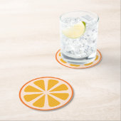 Zitrusfrucht-orange Scheibe-Frucht-1. Runder Pappuntersetzer (Vor Ort)