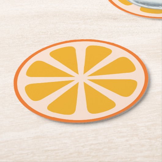 Zitrusfrucht-orange Scheibe-Frucht-1. Runder Pappuntersetzer (Angewinkelt)