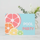 Zitrusfrucht-Pool-Party Einladung (Stehend Vorderseite)