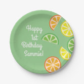 Zitrusfrucht-Scheibe-niedliche Frucht-1. Pappteller (Vorderseite)