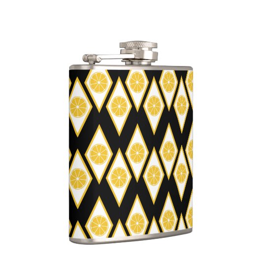 Zitrusfrucht-Scheiben im modernen Diamant-Muster Flachmann (Rechts)