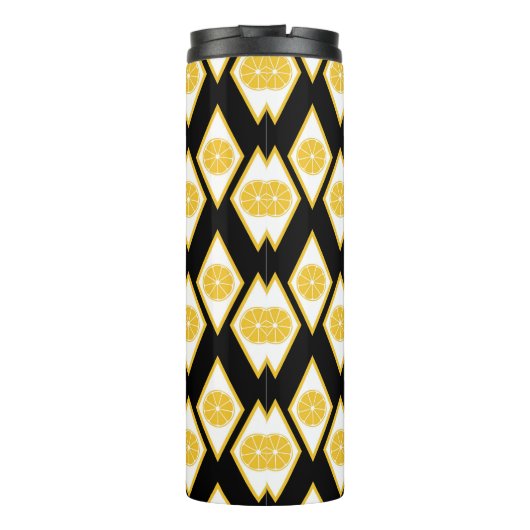 Zitrusfrucht-Scheiben im modernen Diamant-Muster Thermosbecher (Rückseite)