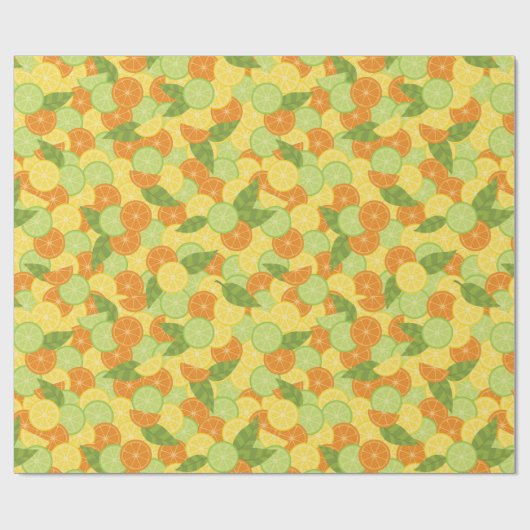 Zitrusfrucht-Scheiben mit Blätter Geschenkpapier (Flach)