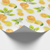 Zitrusfrüchte Art Orange und Zitronen Patten Geschenkpapier (Ecke)