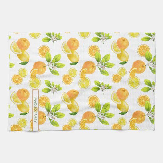 Zitrusfrüchte Art Orange und Zitronen Patten Geschirrtuch (Horizontal)