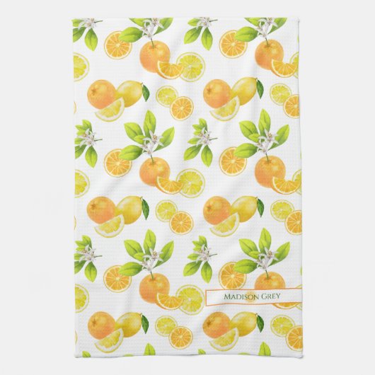 Zitrusfrüchte Art Orange und Zitronen Patten Geschirrtuch (Vertikal)